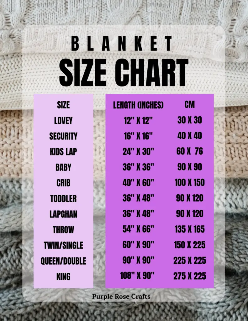 blanket size chart