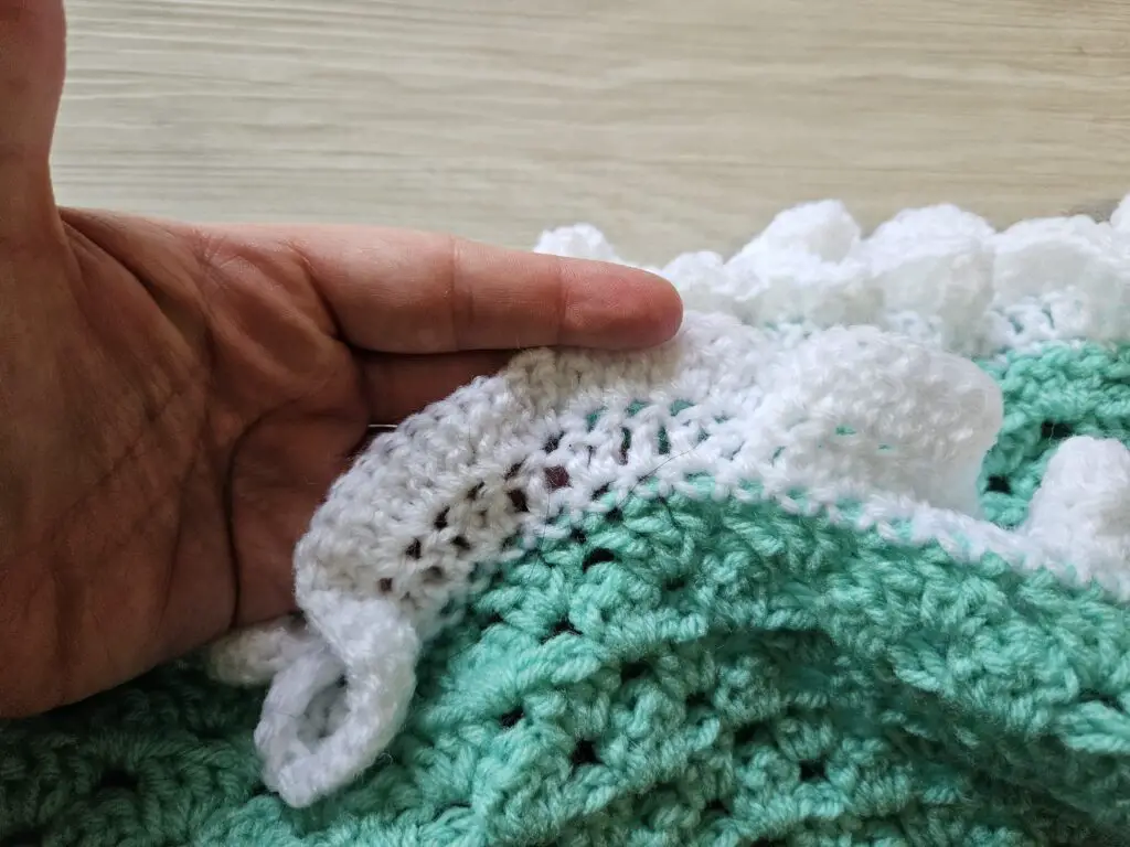 Ruffles all around crochet baby blanket sale