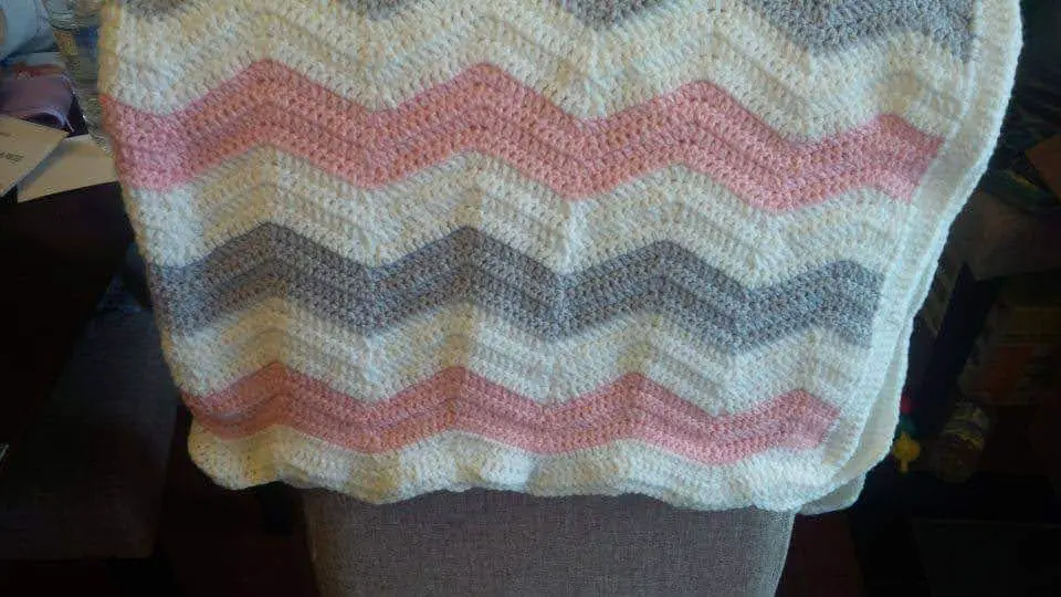 Pink white and grey chevron blanket