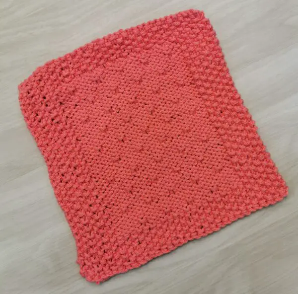 back side of simple seed stitch dishcloth